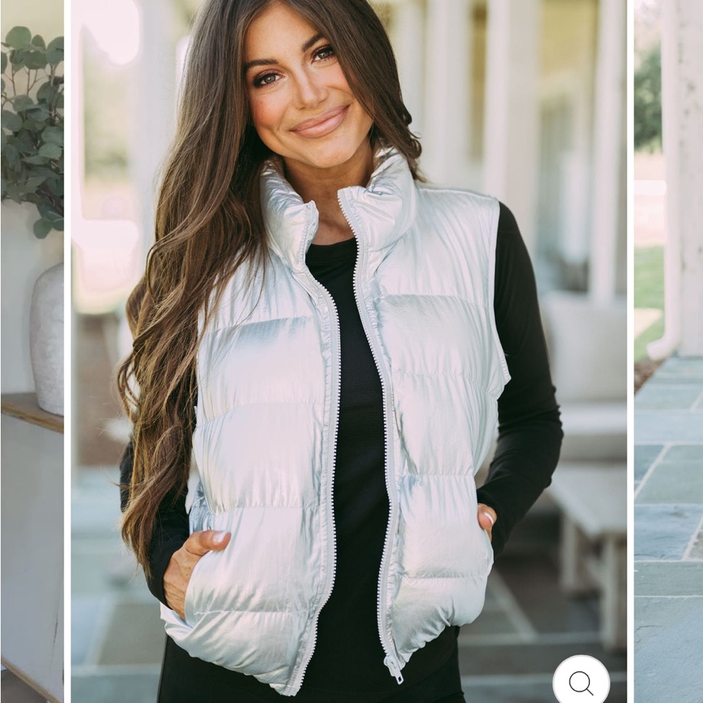 Silver Metallic Puffer vest! NEW